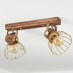 Lampes Dorées-hofstein Plafonnier Grunnfjord Or, Bois foncé, 2 lumières