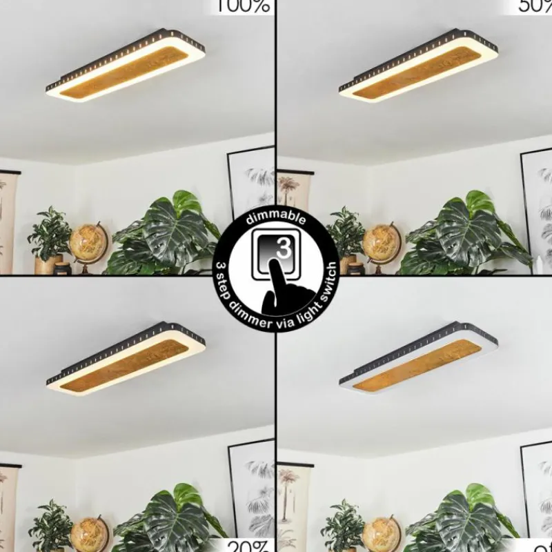 Lampes Dorées-hofstein Plafonnier Guacacallo LED Or, Noir, Blanc, 1 lumière