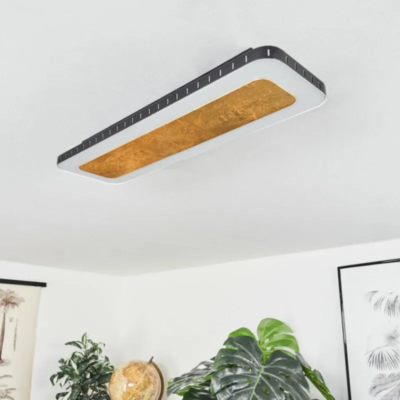 Lampes Dorées-hofstein Plafonnier Guacacallo LED Or, Noir, Blanc, 1 lumière