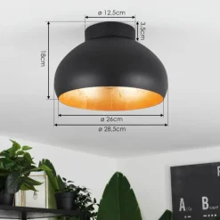 Lampes Dorées-hofstein Plafonnier Guayo Noir, 1 lumière