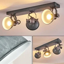 Lampes Vintages & Rétros-hofstein Plafonnier Gudo Bleu, Gris, 3 lumières