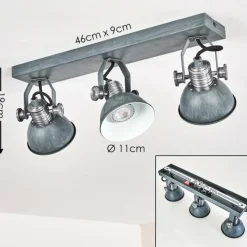 Lampes Vintages & Rétros-hofstein Plafonnier Gudo Bleu, Gris, 3 lumières