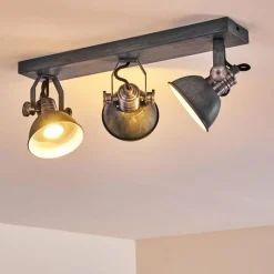 Lampes Vintages & Rétros-hofstein Plafonnier Gudo Bleu, Gris, 3 lumières