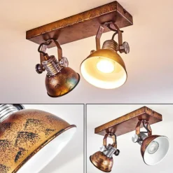 hofstein Plafonnier Gudo Brun, Bronze, 2 lumières* Spots Et Projecteurs