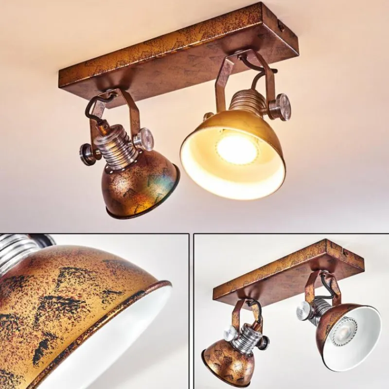 hofstein Plafonnier Gudo Brun, Bronze, 2 lumières* Spots Et Projecteurs