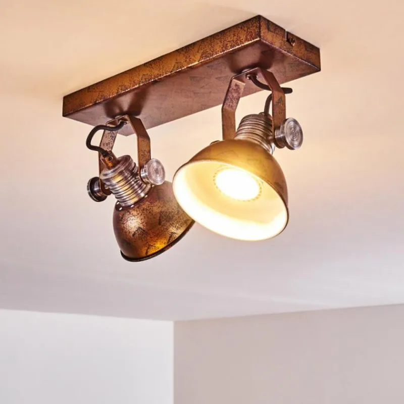 hofstein Plafonnier Gudo Brun, Bronze, 2 lumières* Spots Et Projecteurs