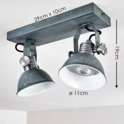 hofstein Plafonnier Gudo Gris, Argenté, 2 lumières