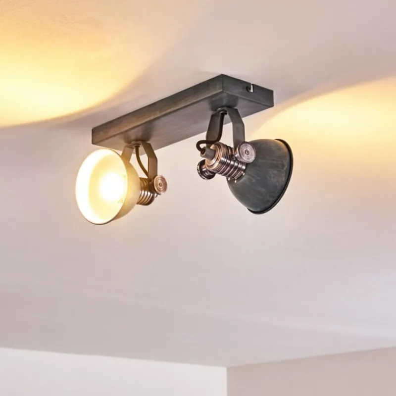 hofstein Plafonnier Gudo Gris, Argenté, 2 lumières