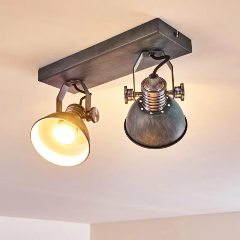 hofstein Plafonnier Gudo Gris, Argenté, 2 lumières