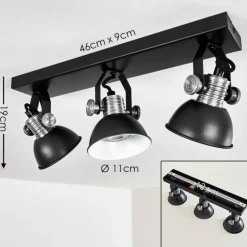 Lampes Vintages & Rétros-hofstein Plafonnier Gudo Noir, 3 lumières