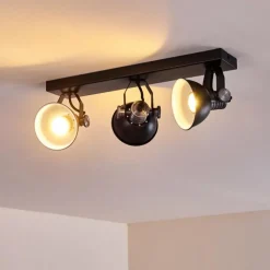 Lampes Vintages & Rétros-hofstein Plafonnier Gudo Noir, 3 lumières
