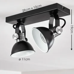 hofstein Plafonnier Gudo Noir, Argenté, 2 lumières