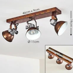 Lampes Vintages & Rétros-hofstein Plafonnier Gudo Rouille, 3 lumières