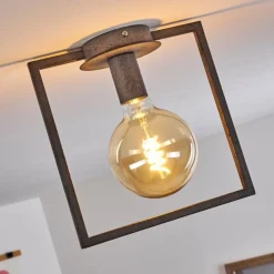 Lampes Industrielles-hofstein Plafonnier Guinan Gris, Noir, 1 lumière