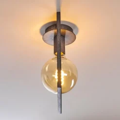 Lampes Industrielles-hofstein Plafonnier Guinan Gris, Noir, 1 lumière