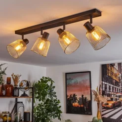 Lampes Vintages & Rétros-hofstein Plafonnier Guitton Noir, 4 lumières