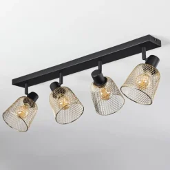 Lampes Vintages & Rétros-hofstein Plafonnier Guitton Noir, 4 lumières