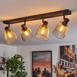 Lampes Vintages & Rétros-hofstein Plafonnier Guitton Noir, 4 lumières