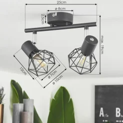 Lampes Vintages & Rétros-hofstein Plafonnier Gullspang Anthracite, 2 lumières