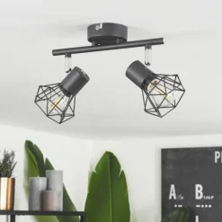 Lampes Vintages & Rétros-hofstein Plafonnier Gullspang Anthracite, 2 lumières