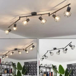 Lampes Vintages & Rétros-hofstein Plafonnier Gullspang Anthracite, 6 lumières