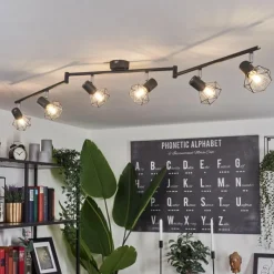 Lampes Vintages & Rétros-hofstein Plafonnier Gullspang Anthracite, 6 lumières