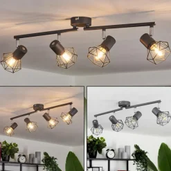 Lampes Vintages & Rétros-hofstein Plafonnier Gullspang Anthracite, 4 lumières