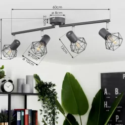 Lampes Vintages & Rétros-hofstein Plafonnier Gullspang Anthracite, 4 lumières