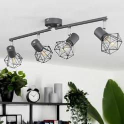 Lampes Vintages & Rétros-hofstein Plafonnier Gullspang Anthracite, 4 lumières