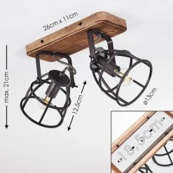 Lampes Industrielles-hofstein Plafonnier Haervej Bois foncé, Noir, 2 lumières