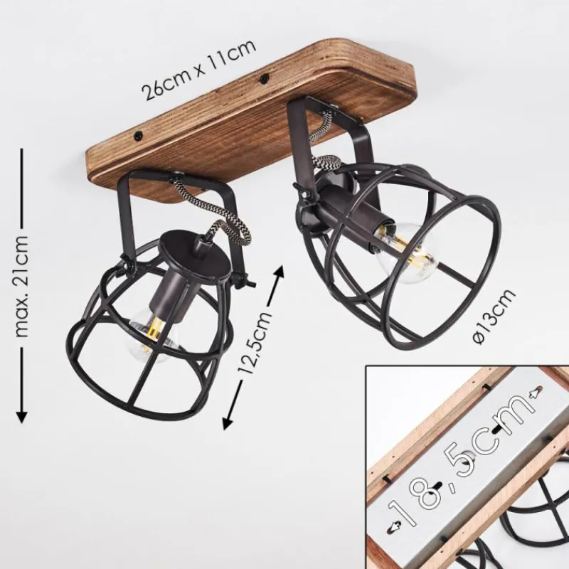 Lampes Industrielles-hofstein Plafonnier Haervej Bois foncé, Noir, 2 lumières