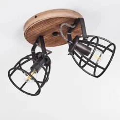 Lampes Industrielles-hofstein Plafonnier Haervej Bois foncé, Noir, 2 lumières