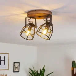 Lampes Industrielles-hofstein Plafonnier Haervej Bois foncé, Noir, 2 lumières