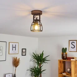 Lampes Industrielles-hofstein Plafonnier Haervej Bois foncé, Noir, 1 lumière