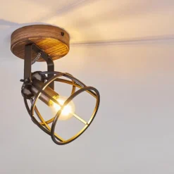 Lampes Industrielles-hofstein Plafonnier Haervej Bois foncé, Noir, 1 lumière