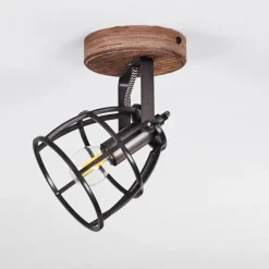 Lampes Industrielles-hofstein Plafonnier Haervej Bois foncé, Noir, 1 lumière