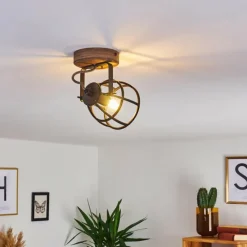 Lampes Industrielles-hofstein Plafonnier Haervej Bois foncé, Noir, 1 lumière