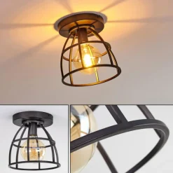 Lampes Vintages & Rétros-hofstein Plafonnier Haervej Noir, 1 lumière