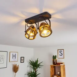 Lampes Industrielles-hofstein Plafonnier Haervej Noir, 2 lumières