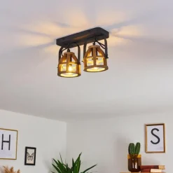 Lampes Industrielles-hofstein Plafonnier Haervej Noir, 2 lumières