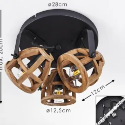 Luminaires Rustiques-hofstein Plafonnier Haervej Wood Bois clair, Noir, 3 lumières