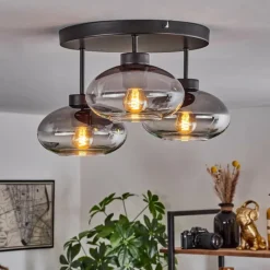 hofstein Plafonnier Haikala Clair, Fumé, 3 lumières