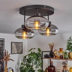 hofstein Plafonnier Haikala Clair, Fumé, 3 lumières