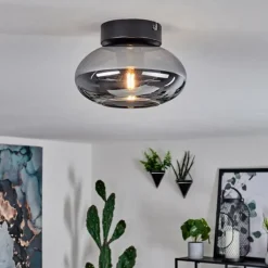 Suspension Verre Fumé-hofstein Plafonnier Haikala Fumé, 1 lumière