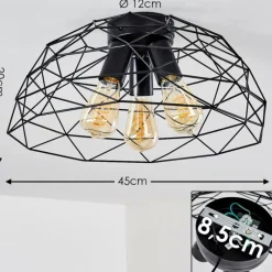 Lampes Vintages & Rétros-hofstein Plafonnier Hajom Noir, 3 lumières