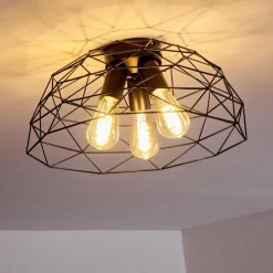 Lampes Vintages & Rétros-hofstein Plafonnier Hajom Noir, 3 lumières