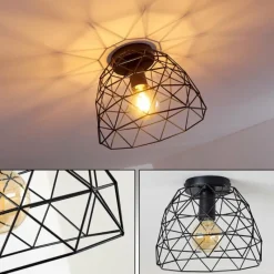 Lampes Vintages & Rétros-hofstein Plafonnier Hajom Noir, 1 lumière