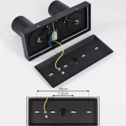 hofstein Plafonnier Hakamken LED Noir, 2 lumières