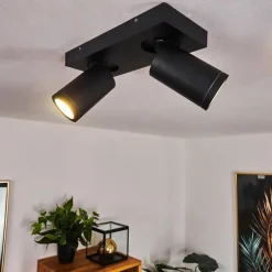 hofstein Plafonnier Hakamken LED Noir, 2 lumières