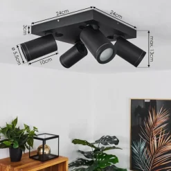 hofstein Plafonnier Hakamken LED Noir, 4 lumières